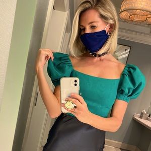 Alice + Olivia Emerald Silk Crop Top